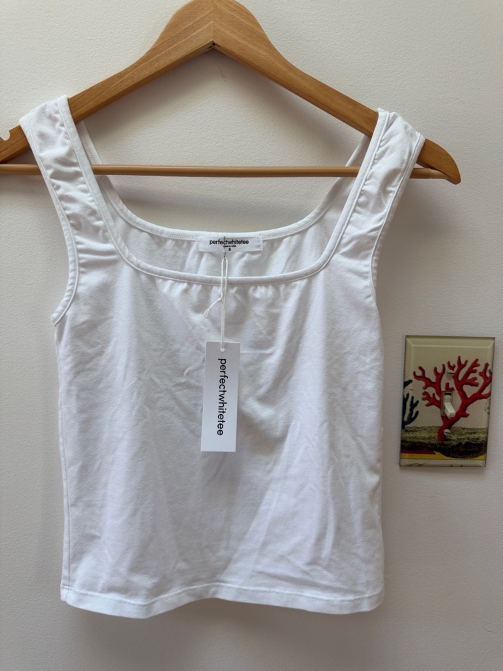perfectwhitetee White Square Neck Tank Cami